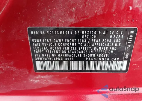 2023 Volkswagen Jetta 1.5T Se from USA, damaged, VIN 3VW7M7BUXPM018036